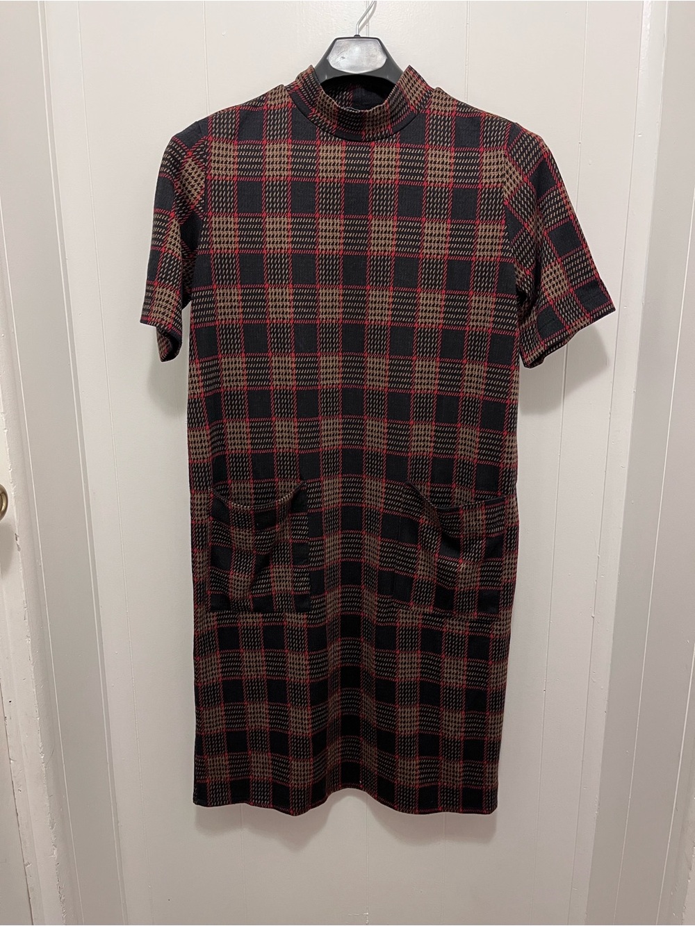 Zara Plaid Mock Neck Dress